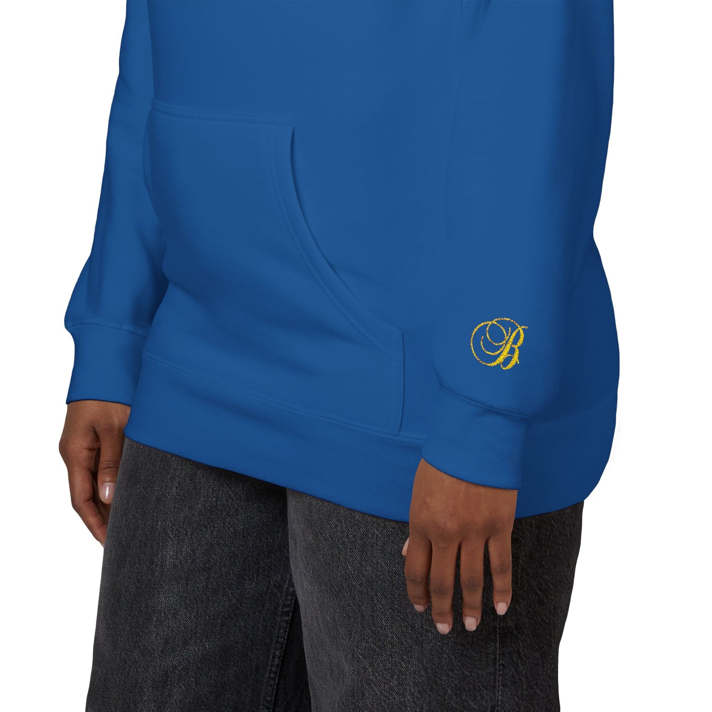 Coral Gold Floral Initial Hoodie — Monogram 'B' Casual Pullover