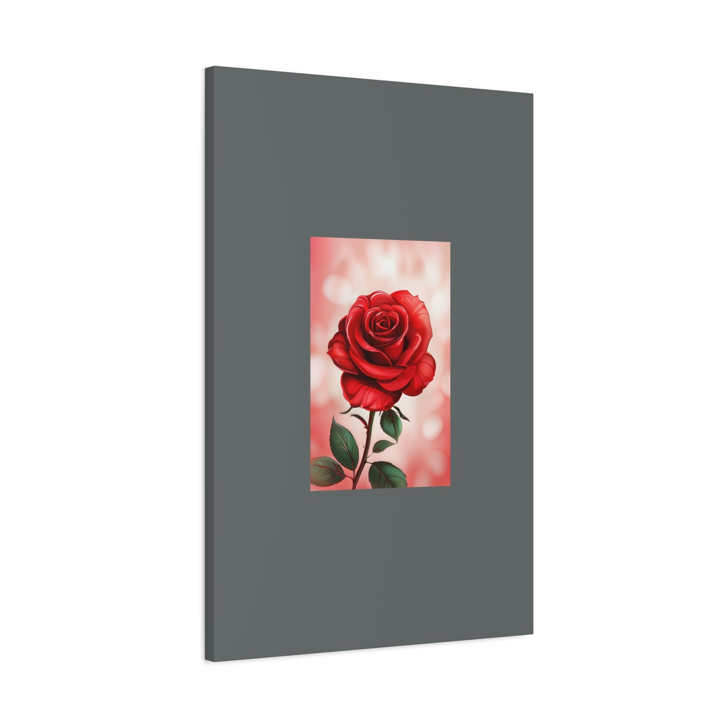 Red Rose Vertical Matte Canvas Print — Romantic Floral Wall Art