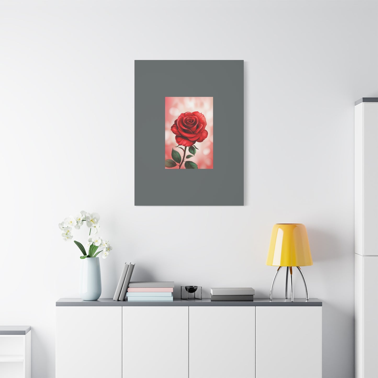 Red Rose Vertical Matte Canvas Print — Romantic Floral Wall Art