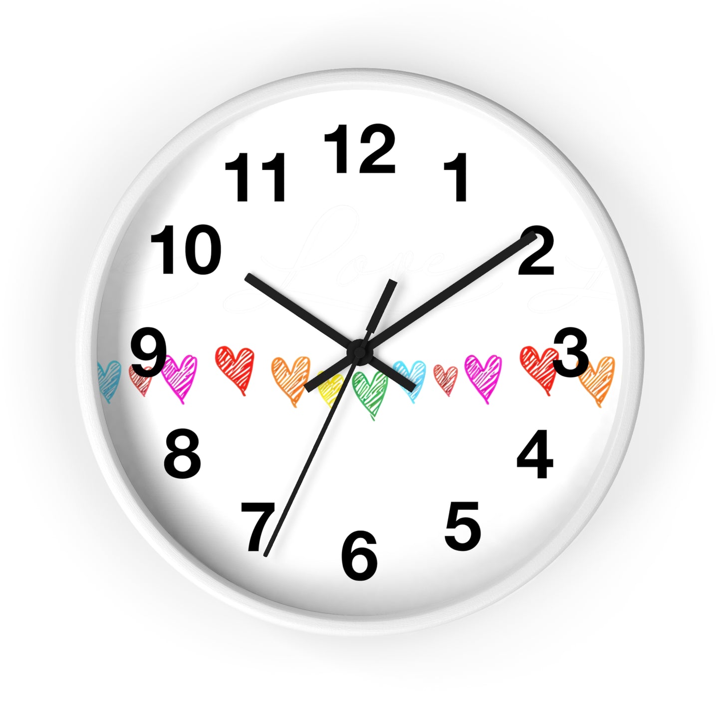 Rainbow Hand-Drawn Hearts Wall Clock | Colorful Heart Line Clock