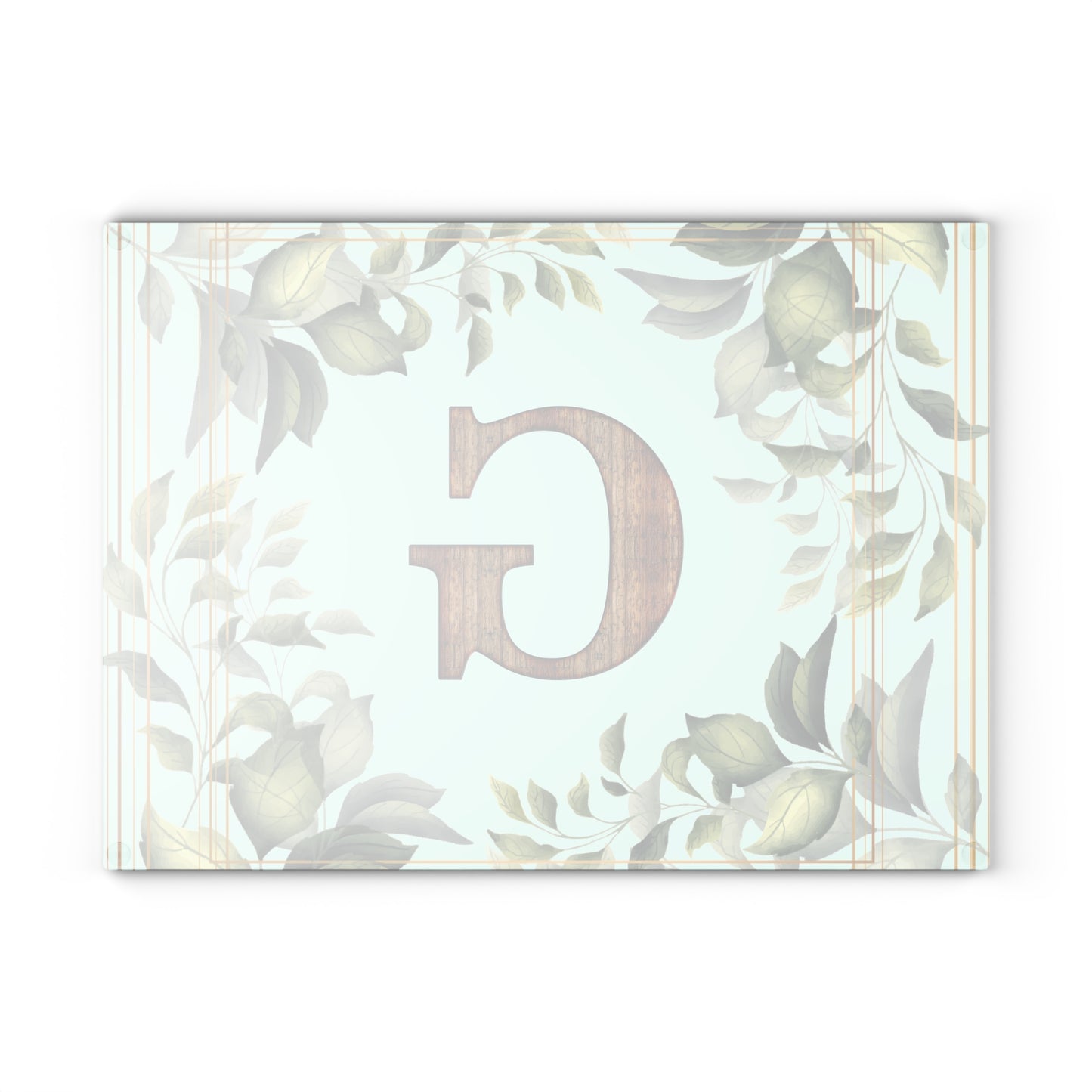 Glass Cutting Board — Monogram G Floral Wood Initial Decorative Kitchen Board