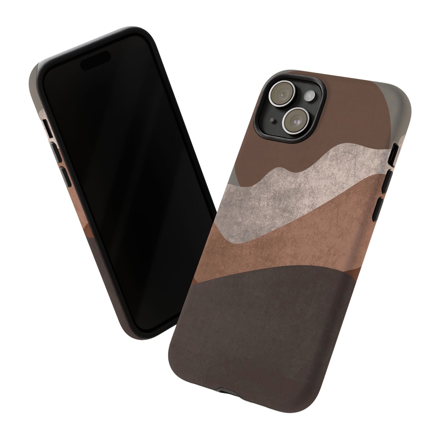 Abstract Earthtone Phone Case — Brown Layered Rugged Tough Case