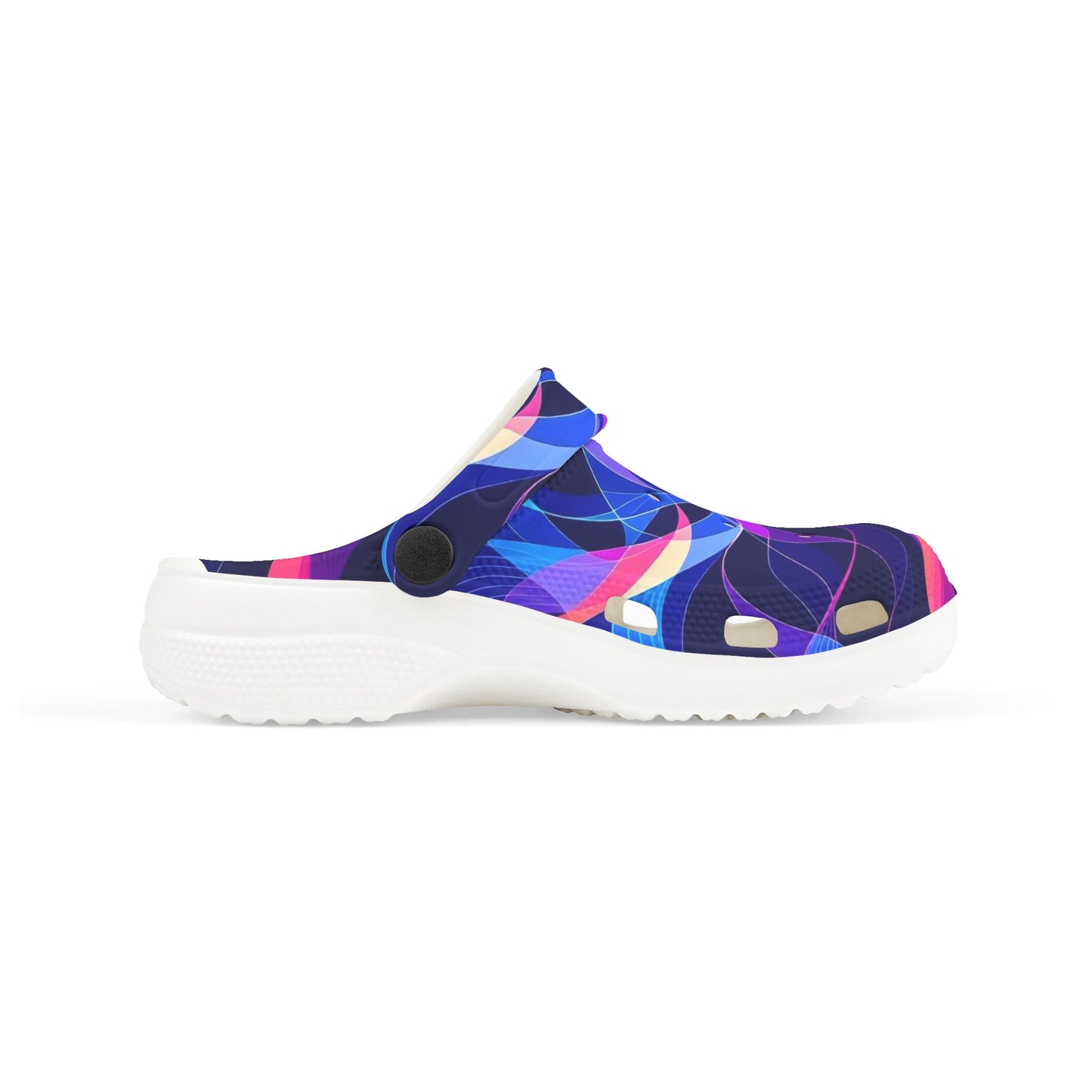 Kids Swirl Pattern EVA Foam Clogs — Colorful Neon Pinwheel Slip-Ons