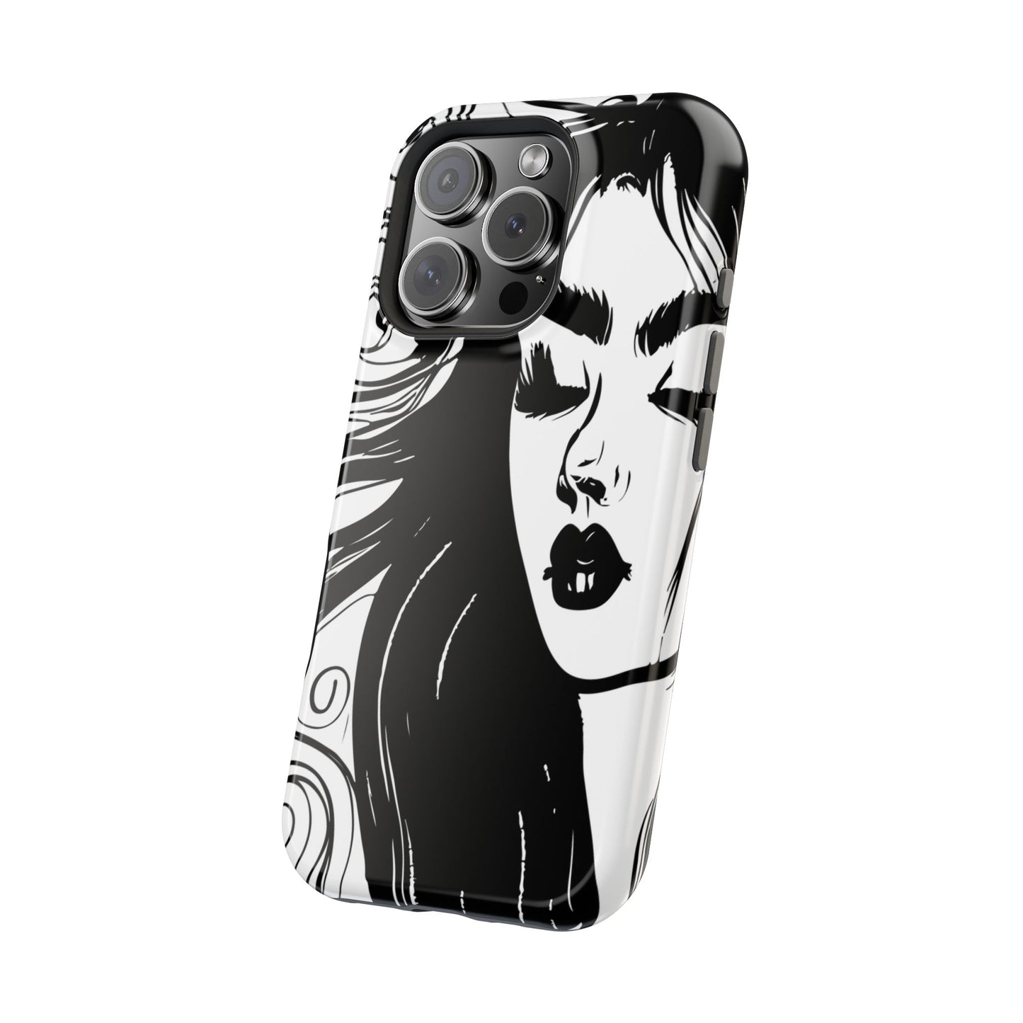 Artistic Black & White Portrait Phone Case — Magnetic Impact-Resistant