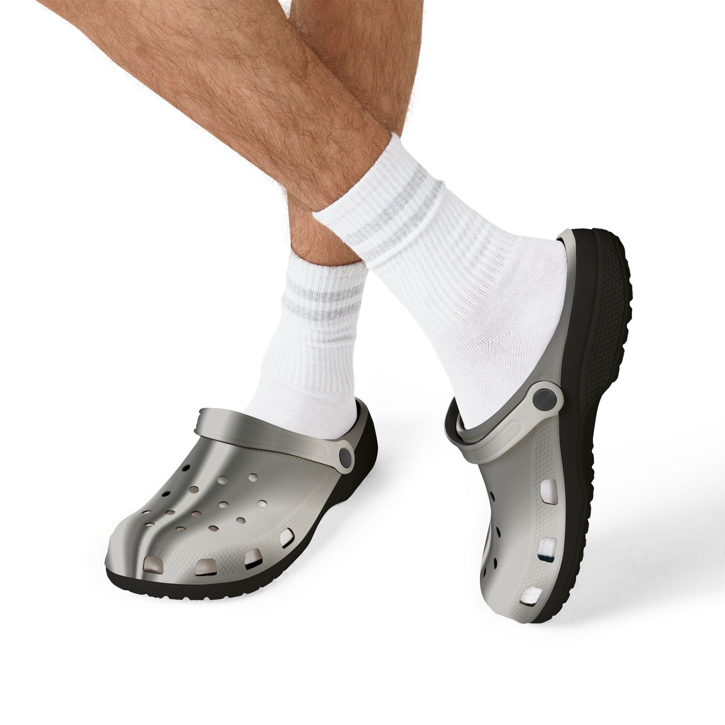 Metallic Silver EVA Clogs — Lightweight Foam Garden & Water Shoes