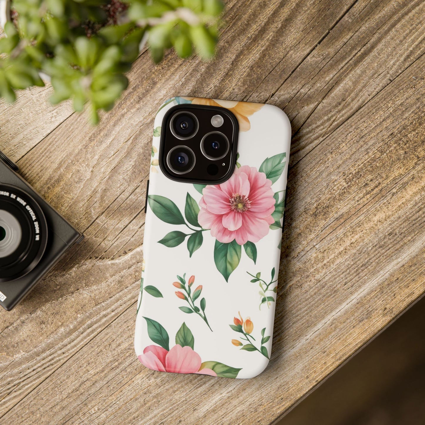 Floral Tough Phone Case — Pink Peony Protective Phone Cover