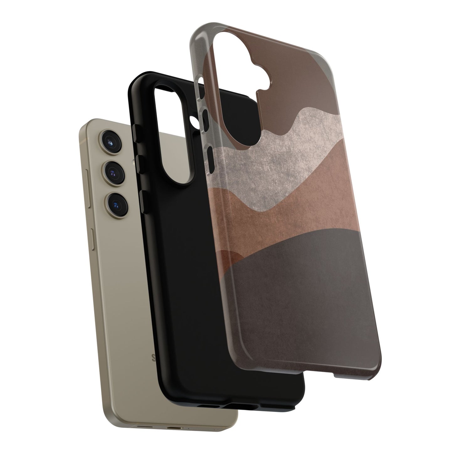 Abstract Earthtone Phone Case — Brown Layered Rugged Tough Case