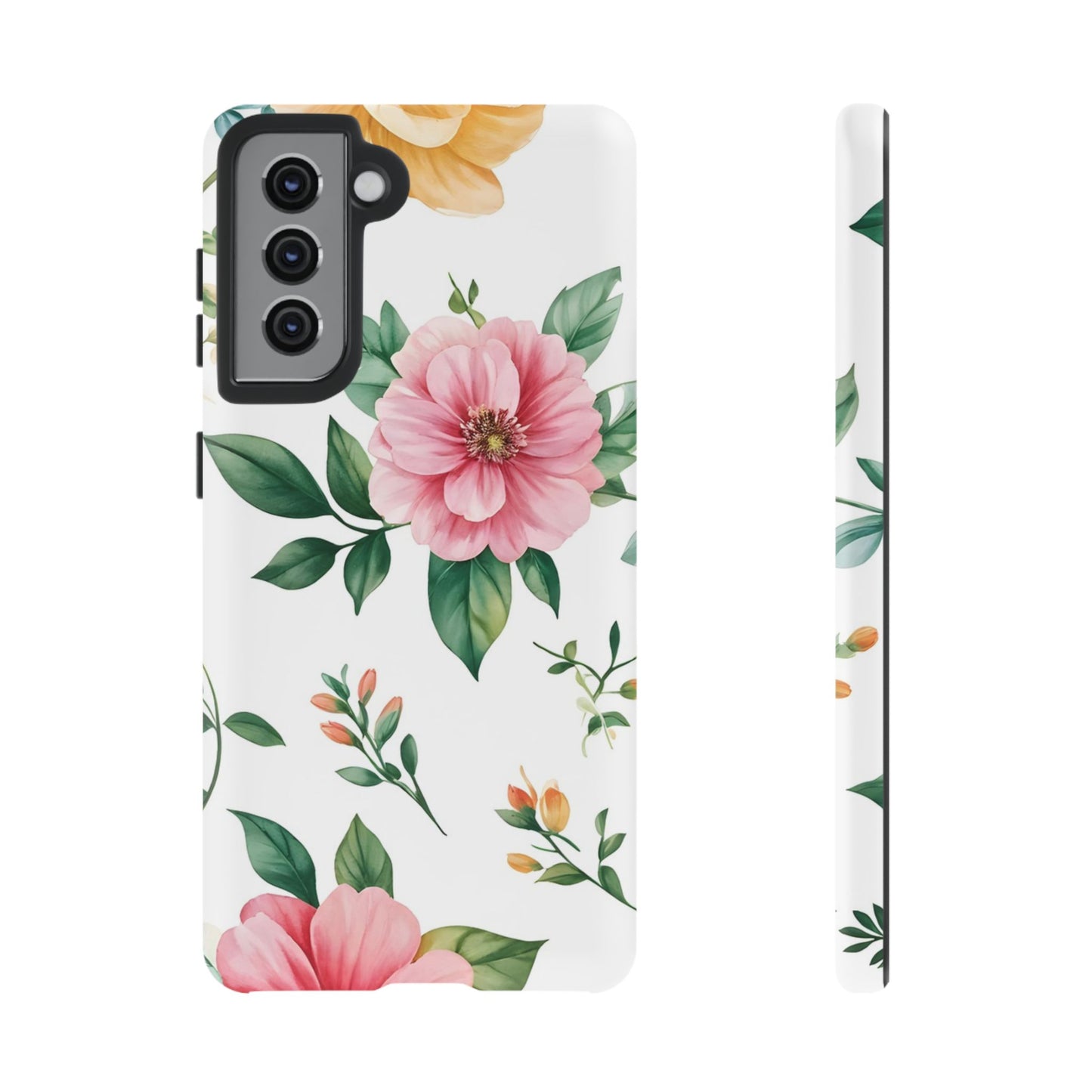 Floral Tough Phone Case — Pink Peony Protective Phone Cover
