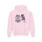 Youth Hoodie — "Love Has Four Paws" Pink Scooter French Bulldog Graphic
