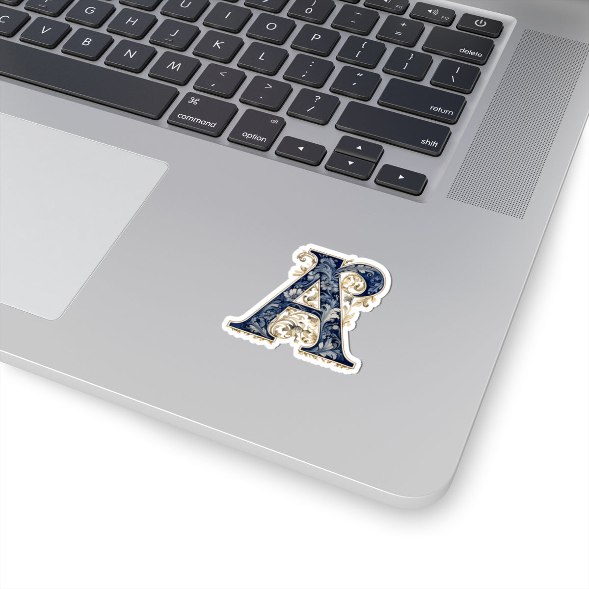 Ornate Floral Letter A Kiss-Cut Sticker — Vintage Monogram Laptop Decal