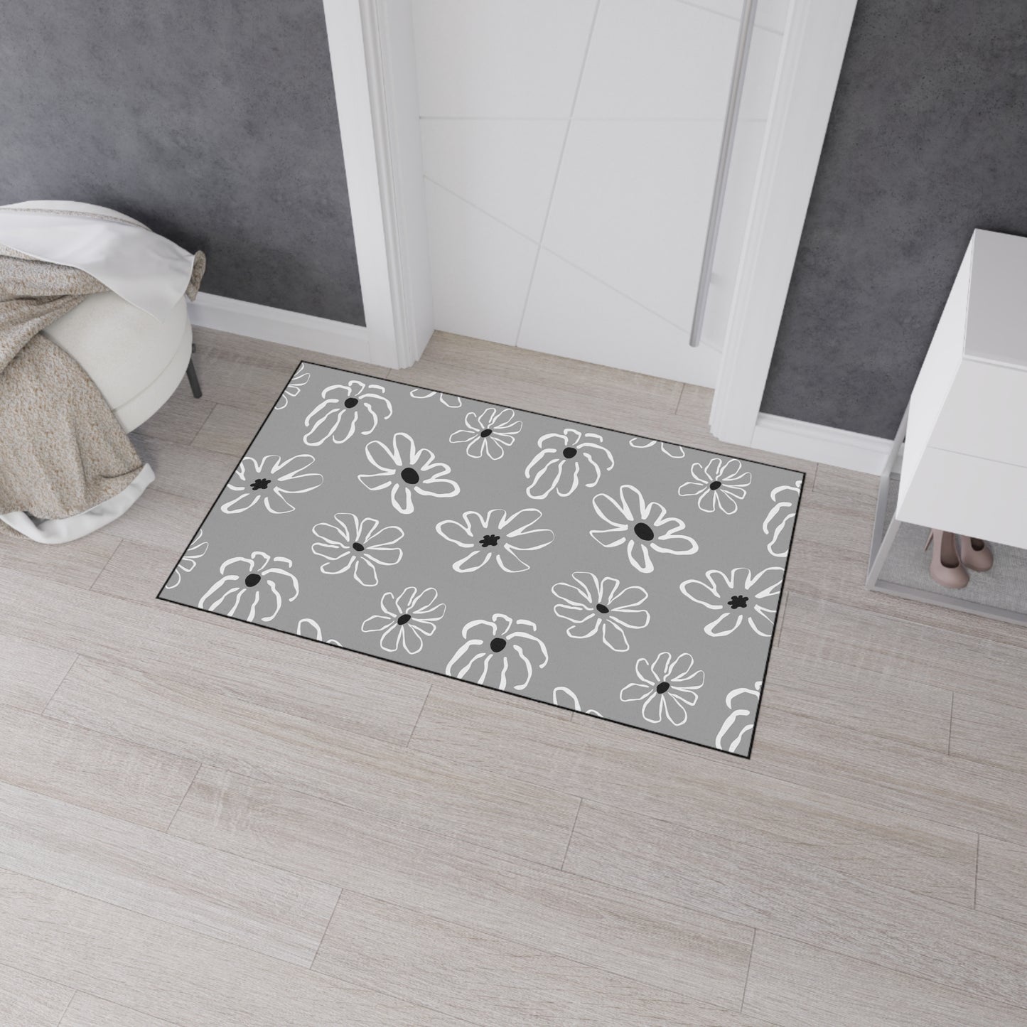 Daisy Pattern Heavy-Duty Floor Mat – Durable Non-Slip Entry & Kitchen Rug