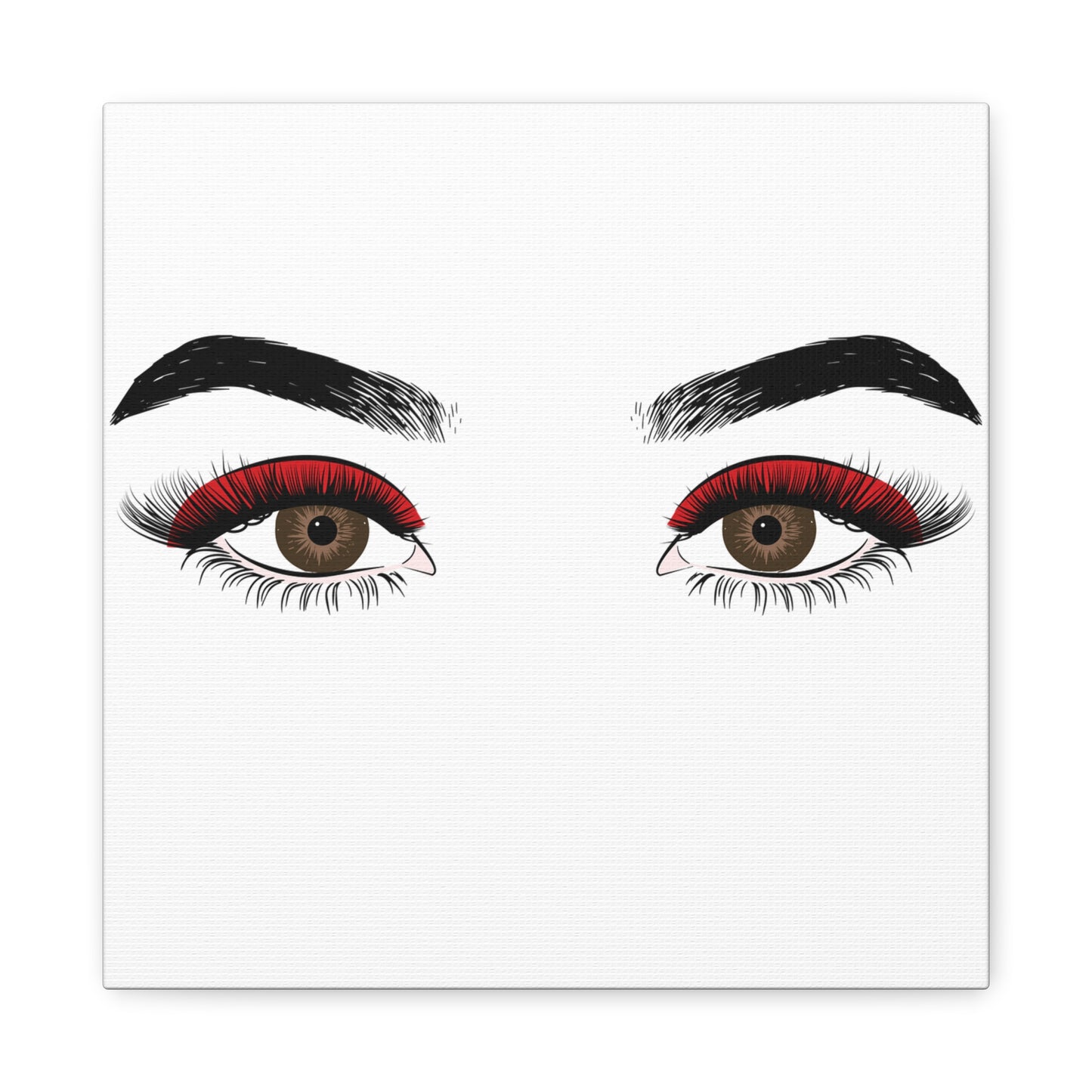 Red Lashes Wall Art Canvas — Glam Eyes Makeup Decor