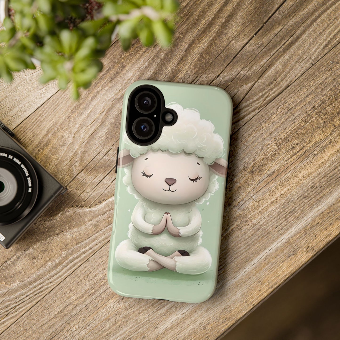 Meditating Lamb Phone Case — Cute Pastel Protective iPhone Cover