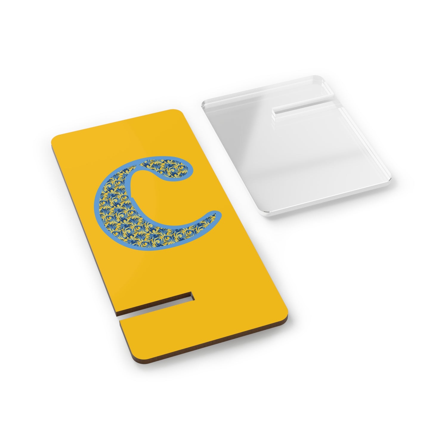 Monogram C Phone Stand — Yellow Floral 'C' Mobile Display Holder