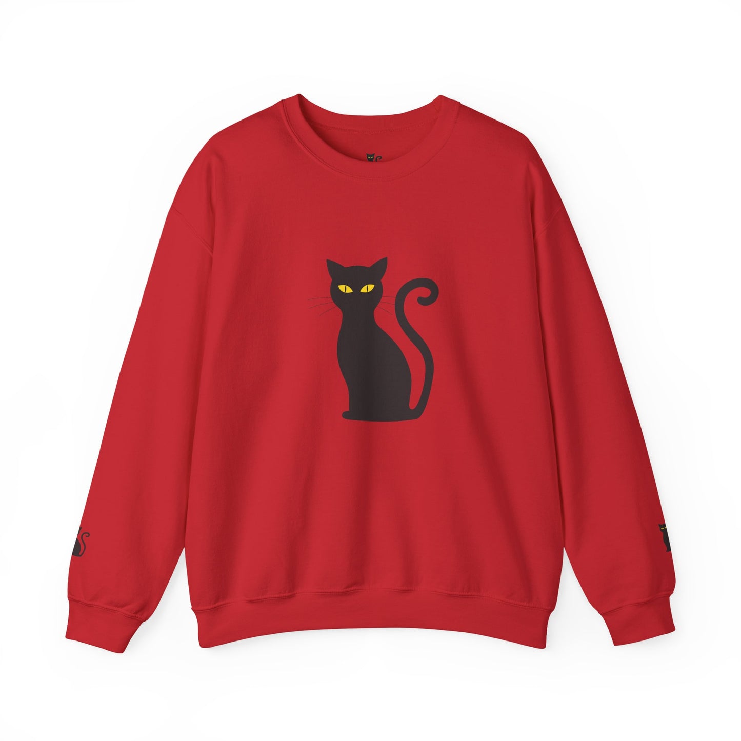 Black Cat Crewneck Sweatshirt — Cute Witchy Halloween Cat Pullover