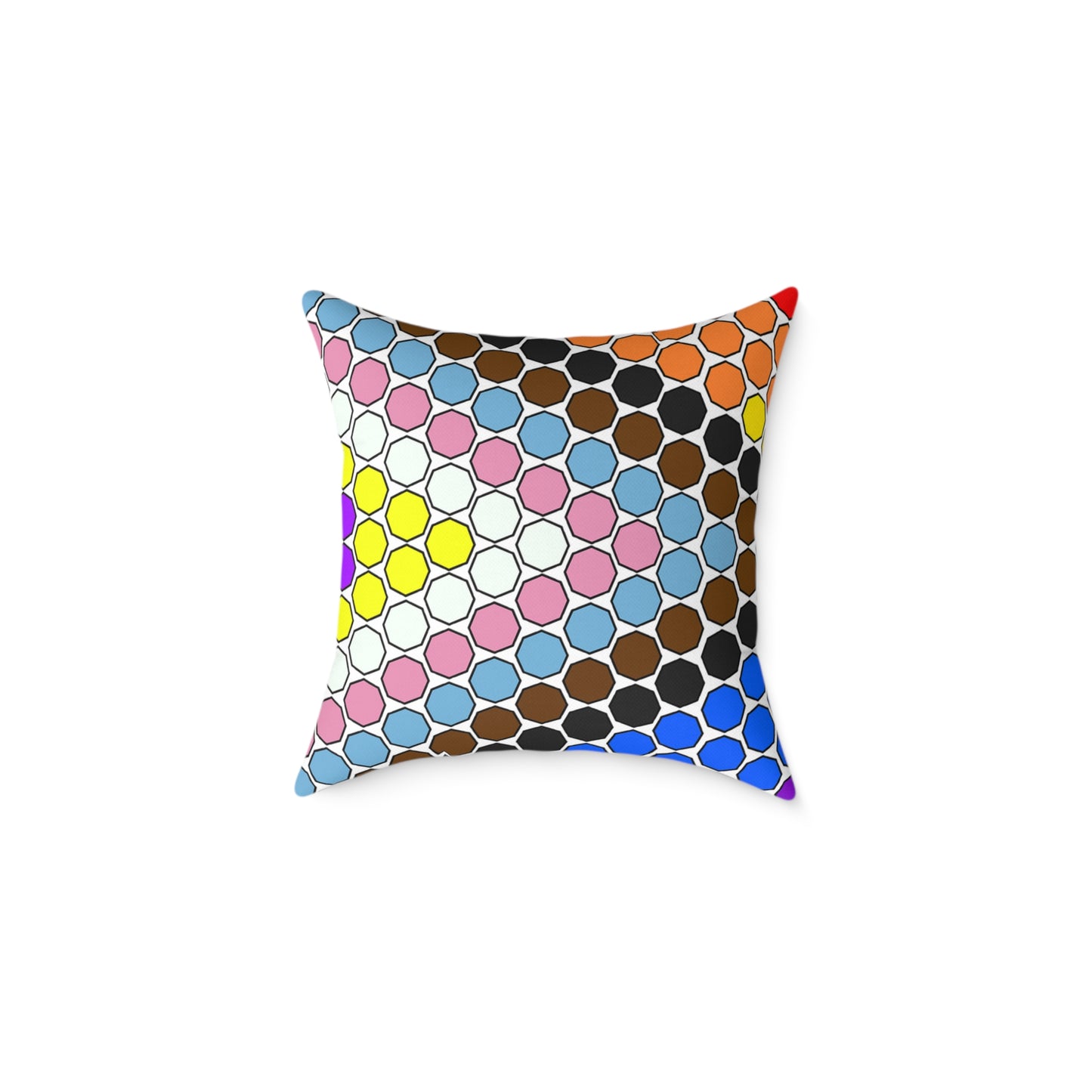 Geometric Mosaic Square Pillow — Colorful Hexagon Pattern Throw Cushion