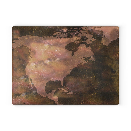 World Map Tempered Glass Cutting Board – Vintage Earthtone Kitchen Cutting Board