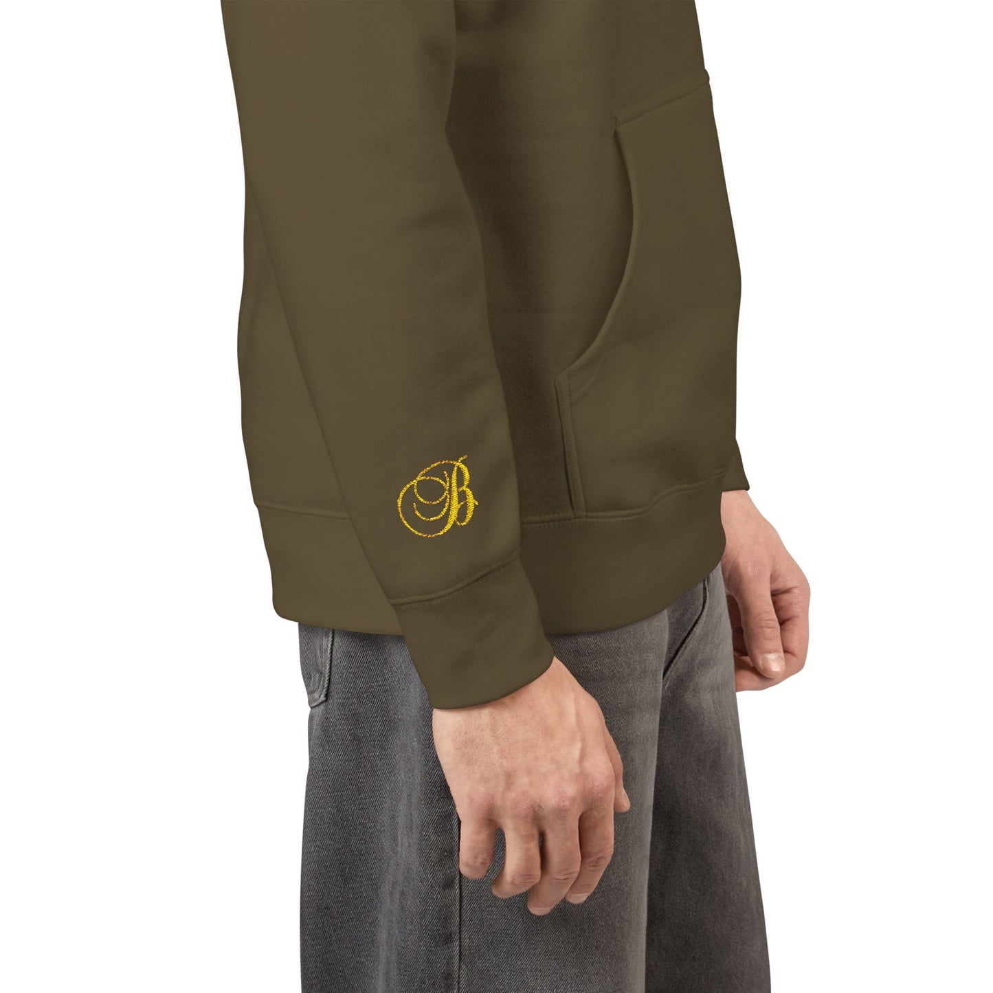 Coral Gold Floral Initial Hoodie — Monogram 'B' Casual Pullover