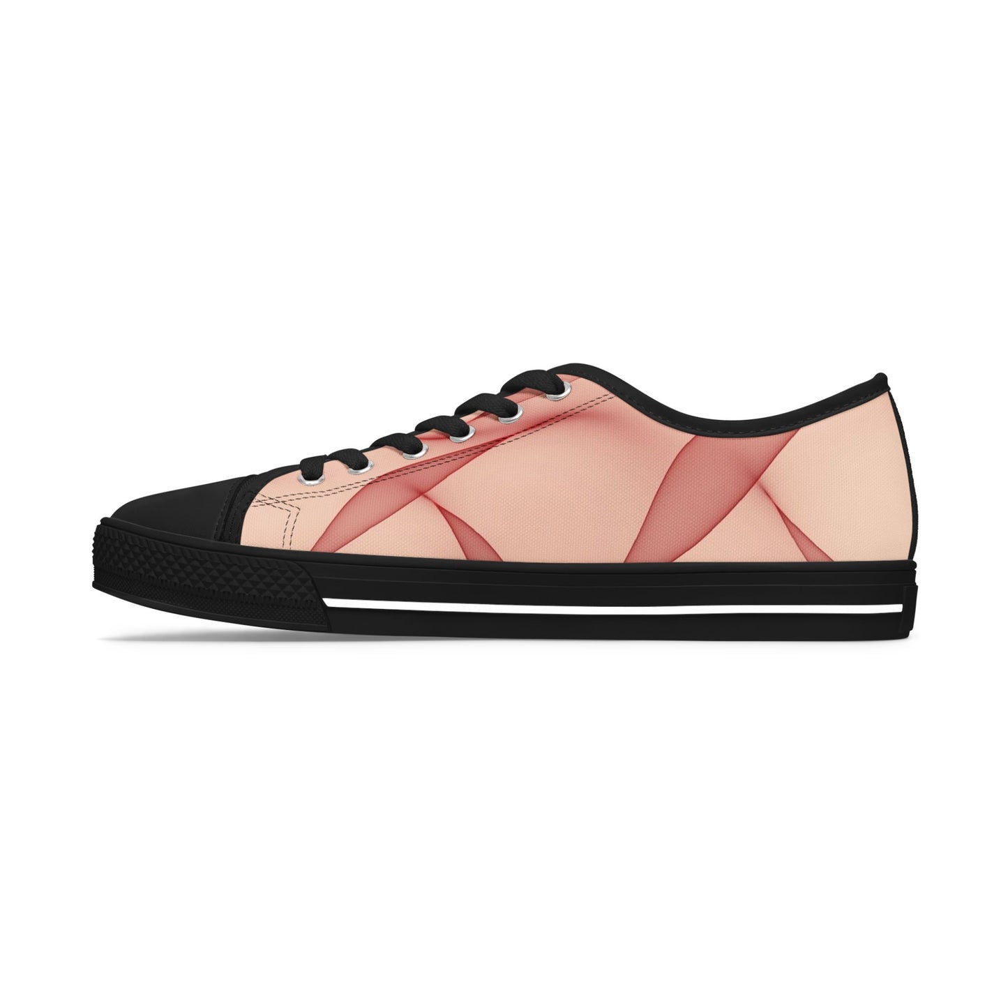 Pink Abstract Wave Low Top Sneakers — Women's Casual Canvas Shoes