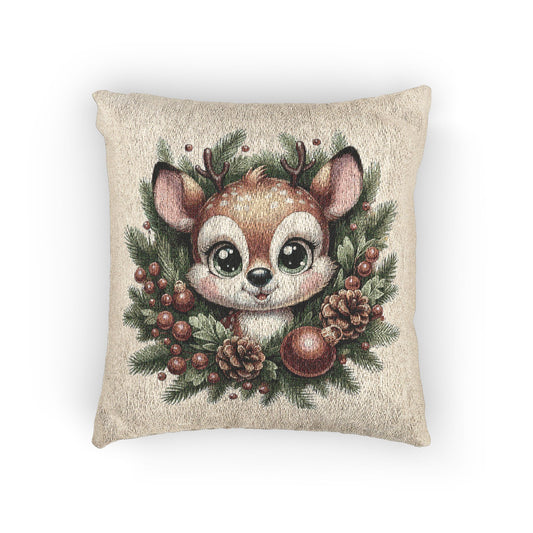 Whimsical Deer Woven Pillow | Cozy Home Decor, Holiday Gift, Nature Lover's Accent, Cute Animal Pillow, Unique Couch Cushion