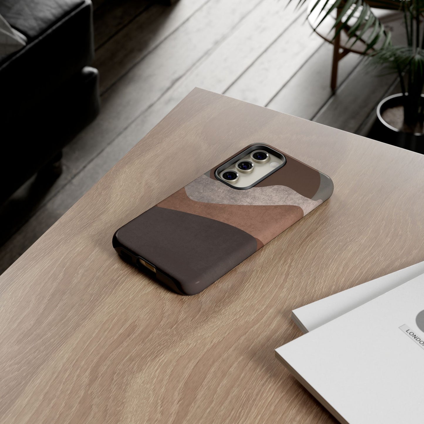 Abstract Earthtone Phone Case — Brown Layered Rugged Tough Case