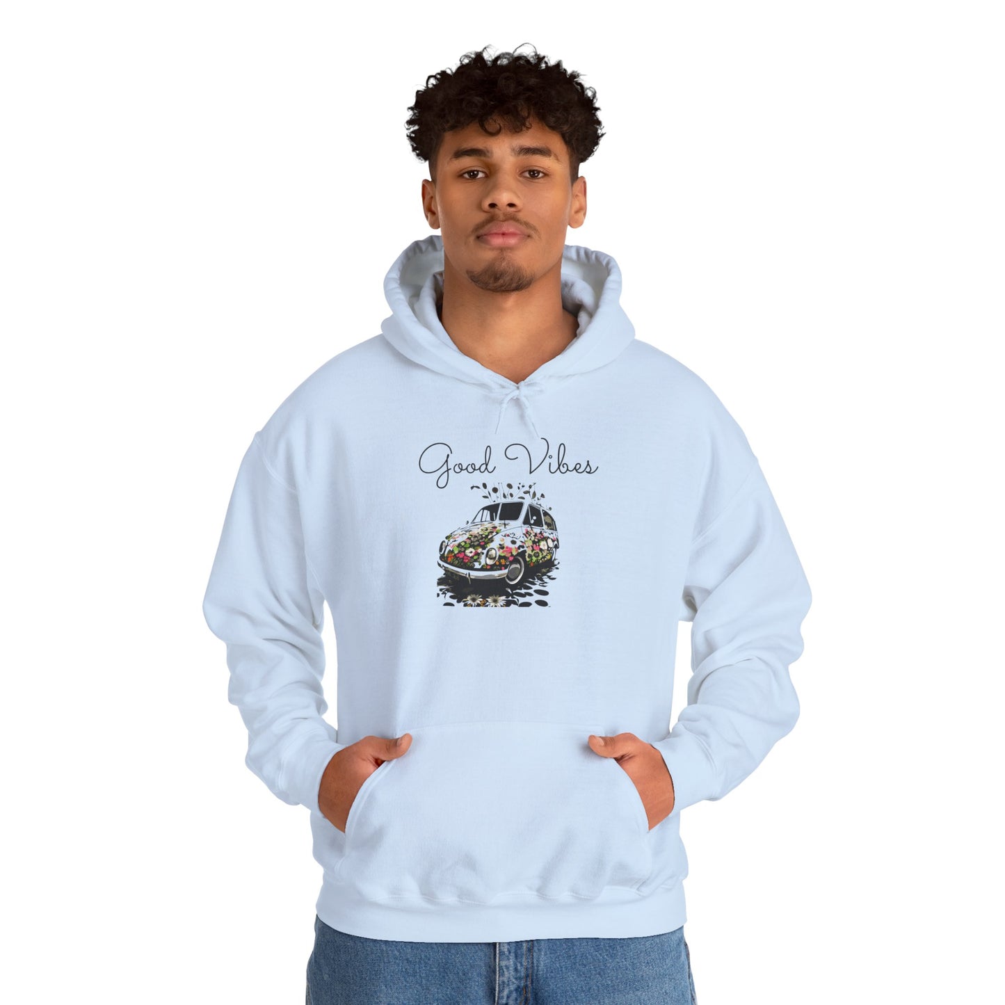 Good Vibes Hooded Sweatshirt - Unisex Heavy Blend, Cozy Gift for Friends, Casual Wear, Summer Outings, Beach Days, Chill Vibes