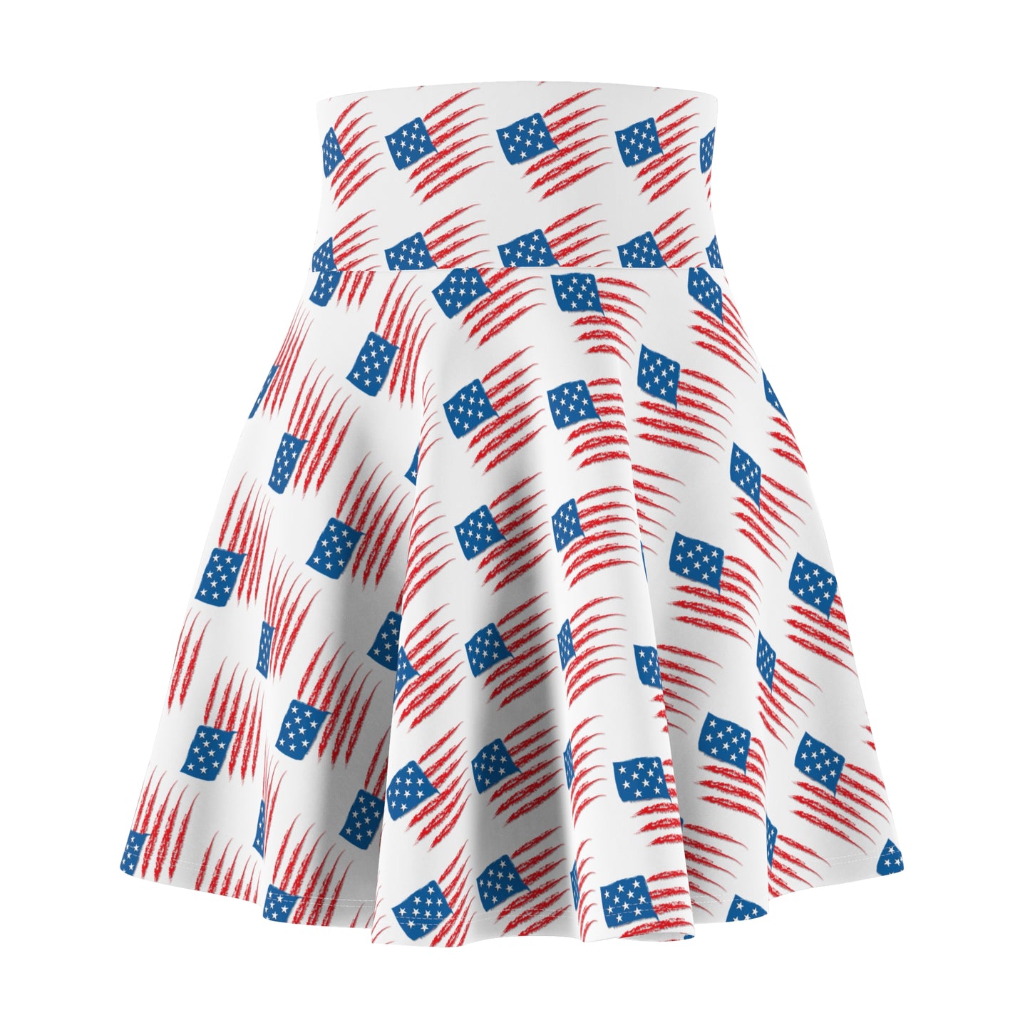 Patriotic Women's Skater Skirt, American Flag Print Skirt