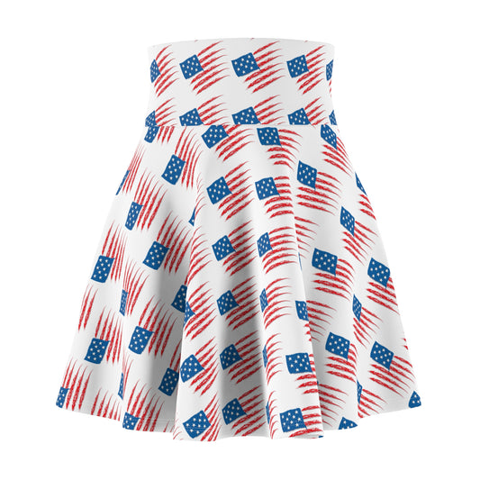 Patriotic Women's Skater Skirt, American Flag Print Skirt
