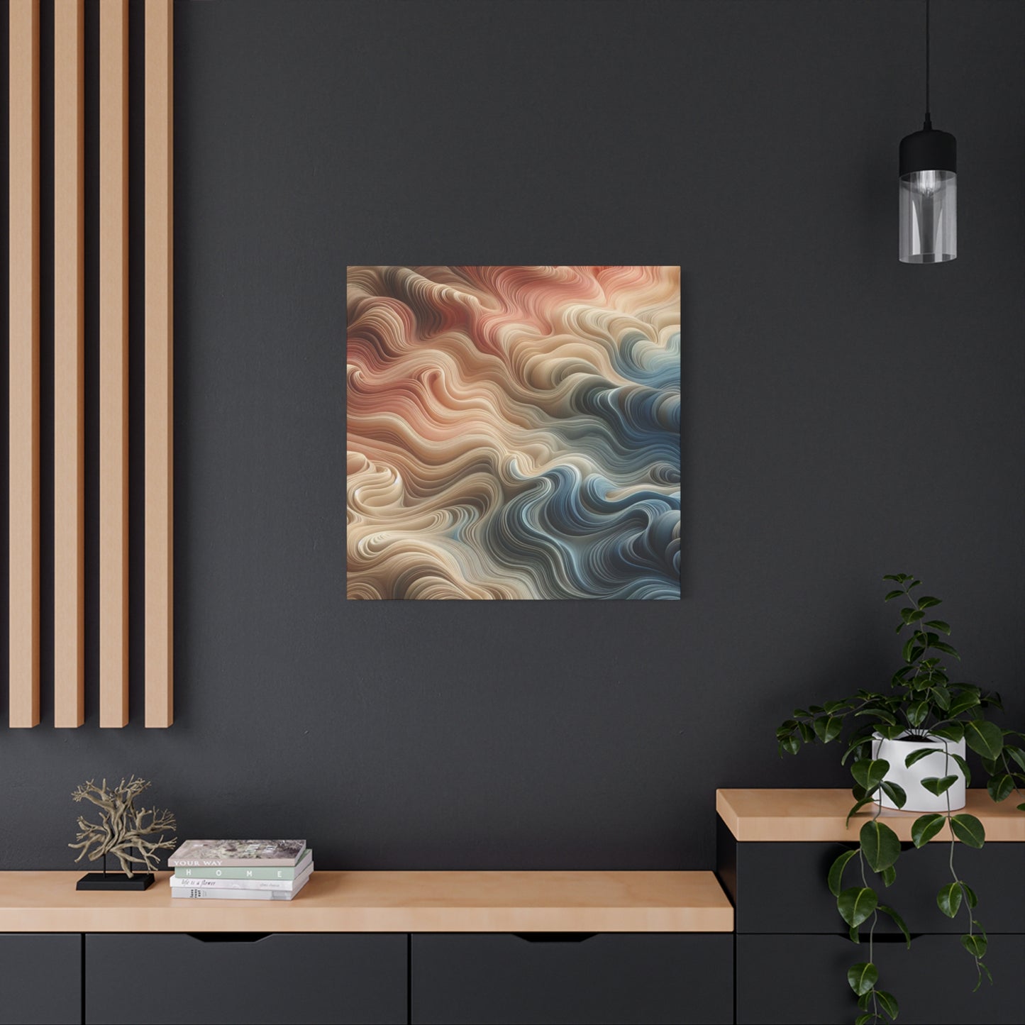 Abstract Swirl Matte Canvas Wall Art — Fluid Earth Tones, Stretched 1.25"