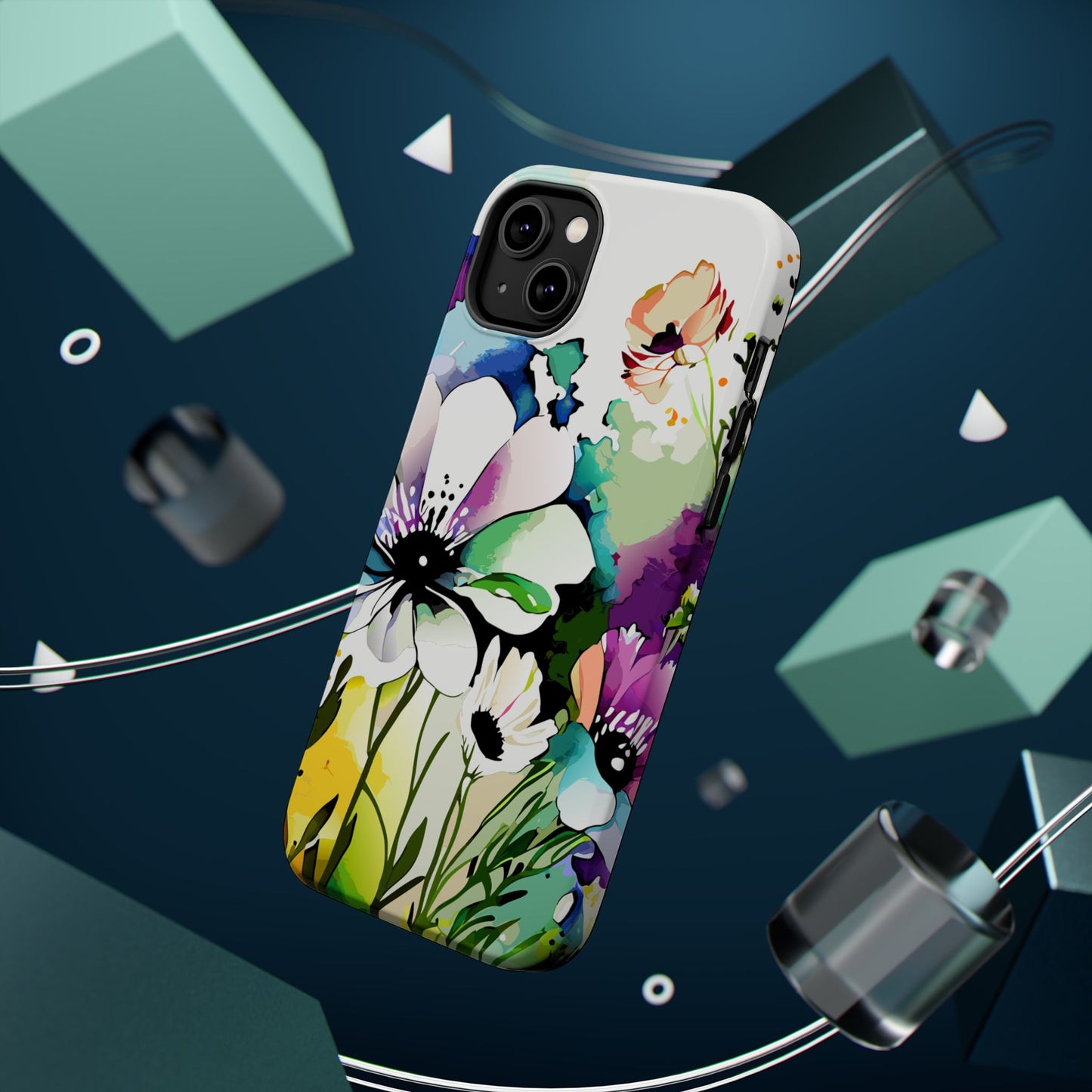 Floral Watercolor Magnetic Phone Case — Impact‑Resistant Protective Cover