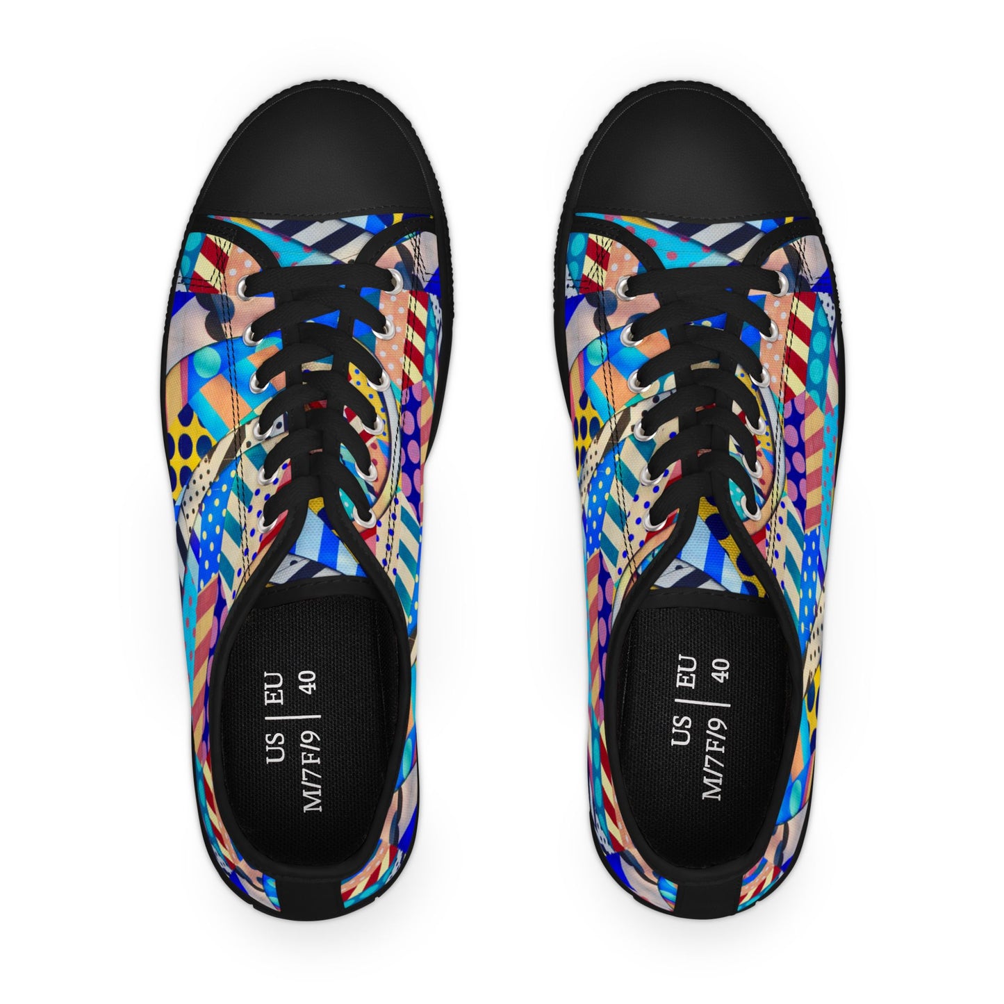 Colorful Abstract Pattern Low Top Sneakers – Bold Geometric Print