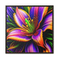 Vibrant Neon Floral Matte Canvas Print — Framed Wall Art