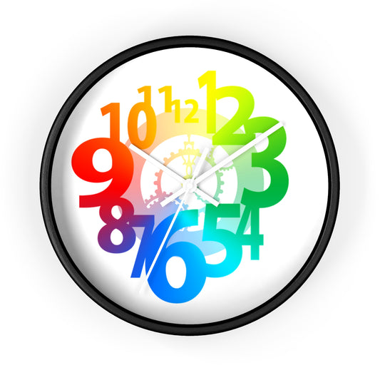 Colorful Abstract Wall Clock, Home Decor, Modern Design, Gift Idea, Rainbow Numbers, Kids Room, Office Decor