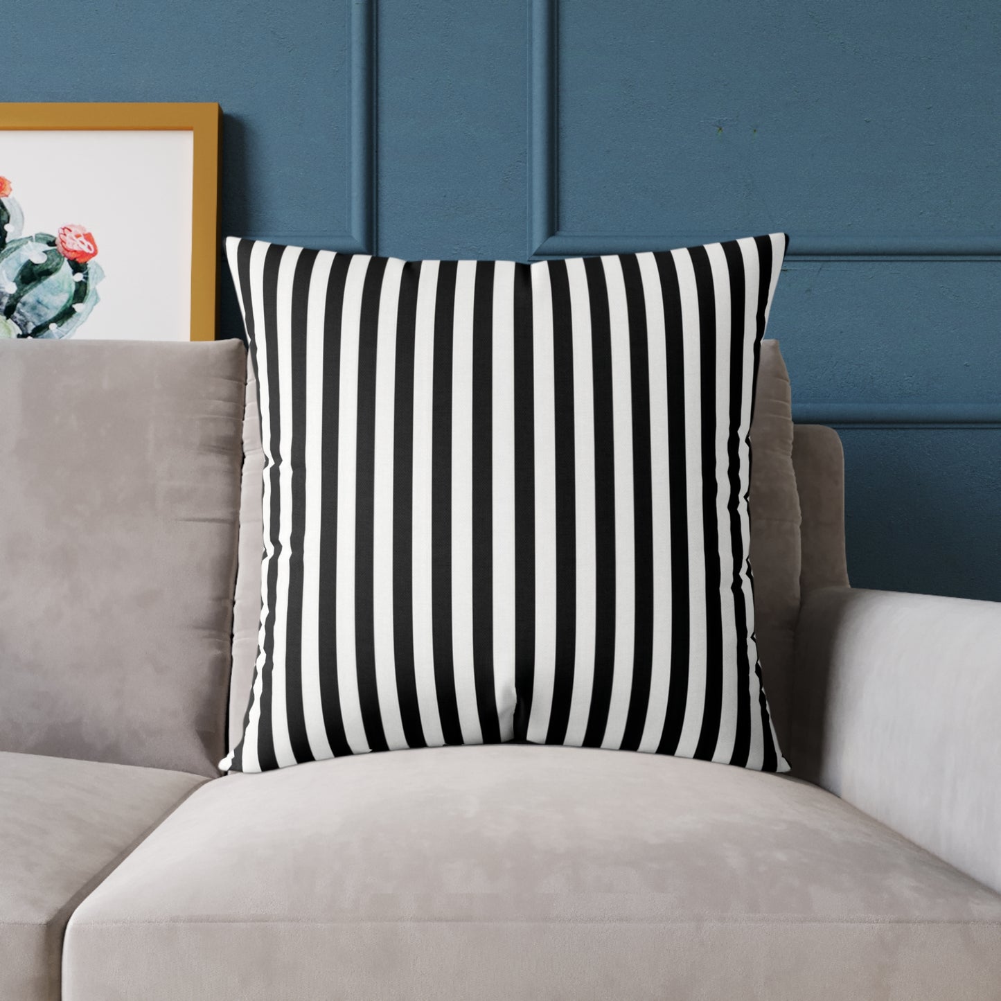 Black & White Vertical Stripe Throw Pillow — Modern Decorative Cushion