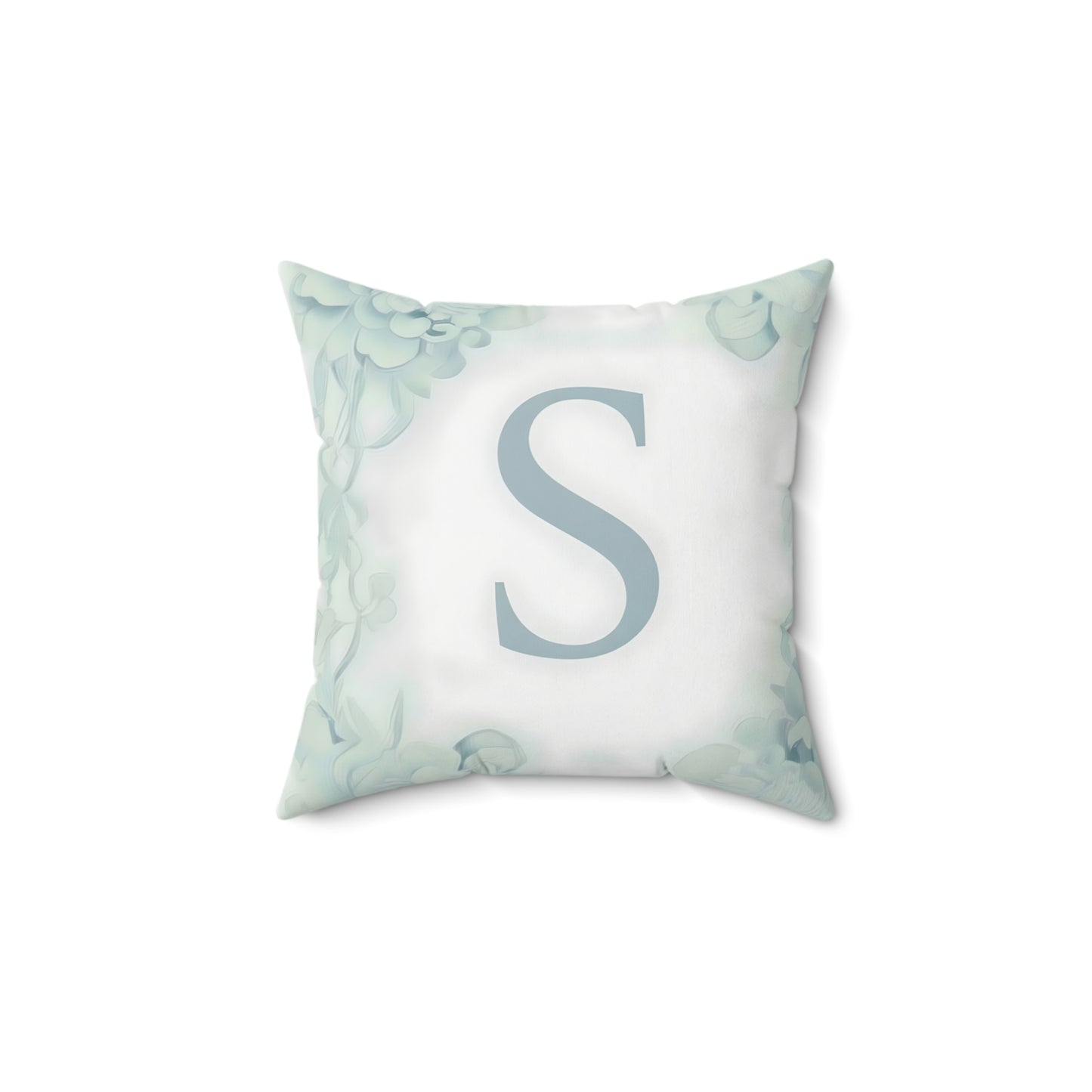 Monogram S Botanical Throw Pillow — Personalized Initial Decor