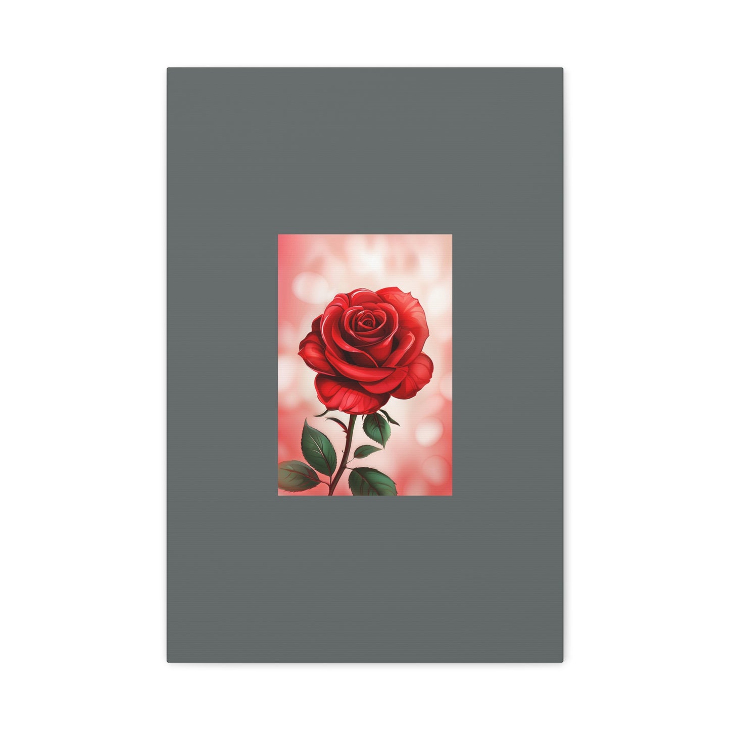 Red Rose Vertical Matte Canvas Print — Romantic Floral Wall Art