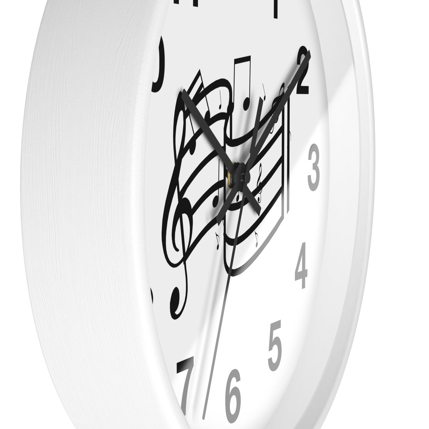 Music Notes Wall Clock — Black & White Treble Clef Timepiece for Music Lovers