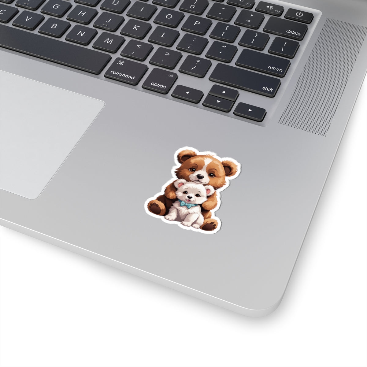 Adorable Bear and Pup Kiss Cut Stickers, Cute Animal Decor, Childrens Party Favors, Laptop Stickers