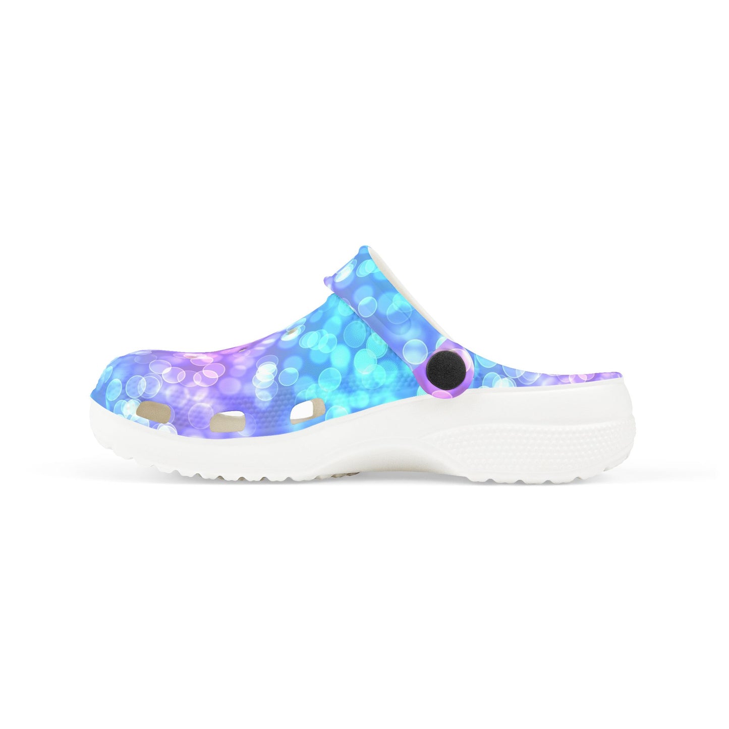 Kids Purple Blue Bokeh Foam Clogs — Comfort EVA Slip-Ons