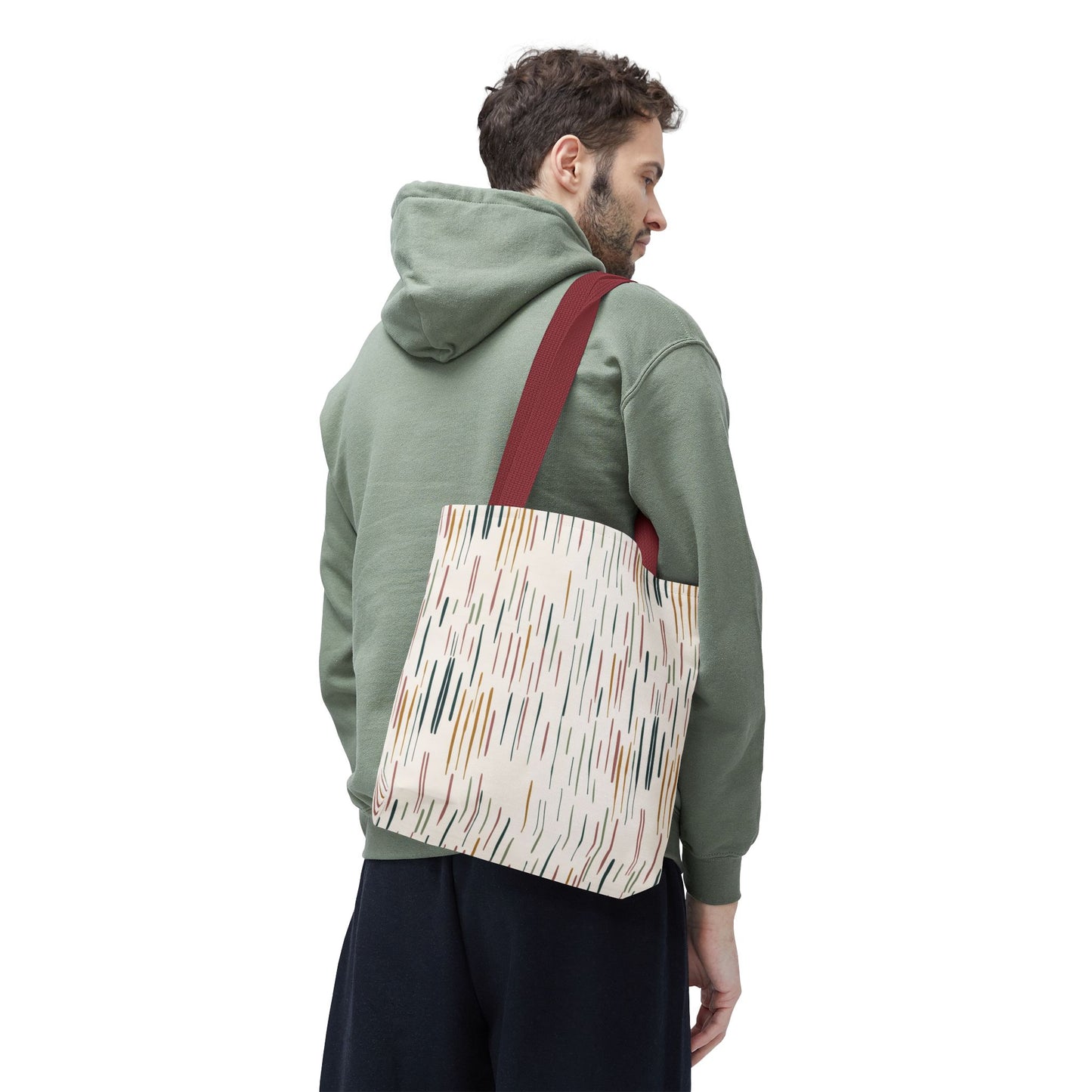 Earth Tones Abstract Stripe Tote Bag — Minimalist Boho Canvas Shopper