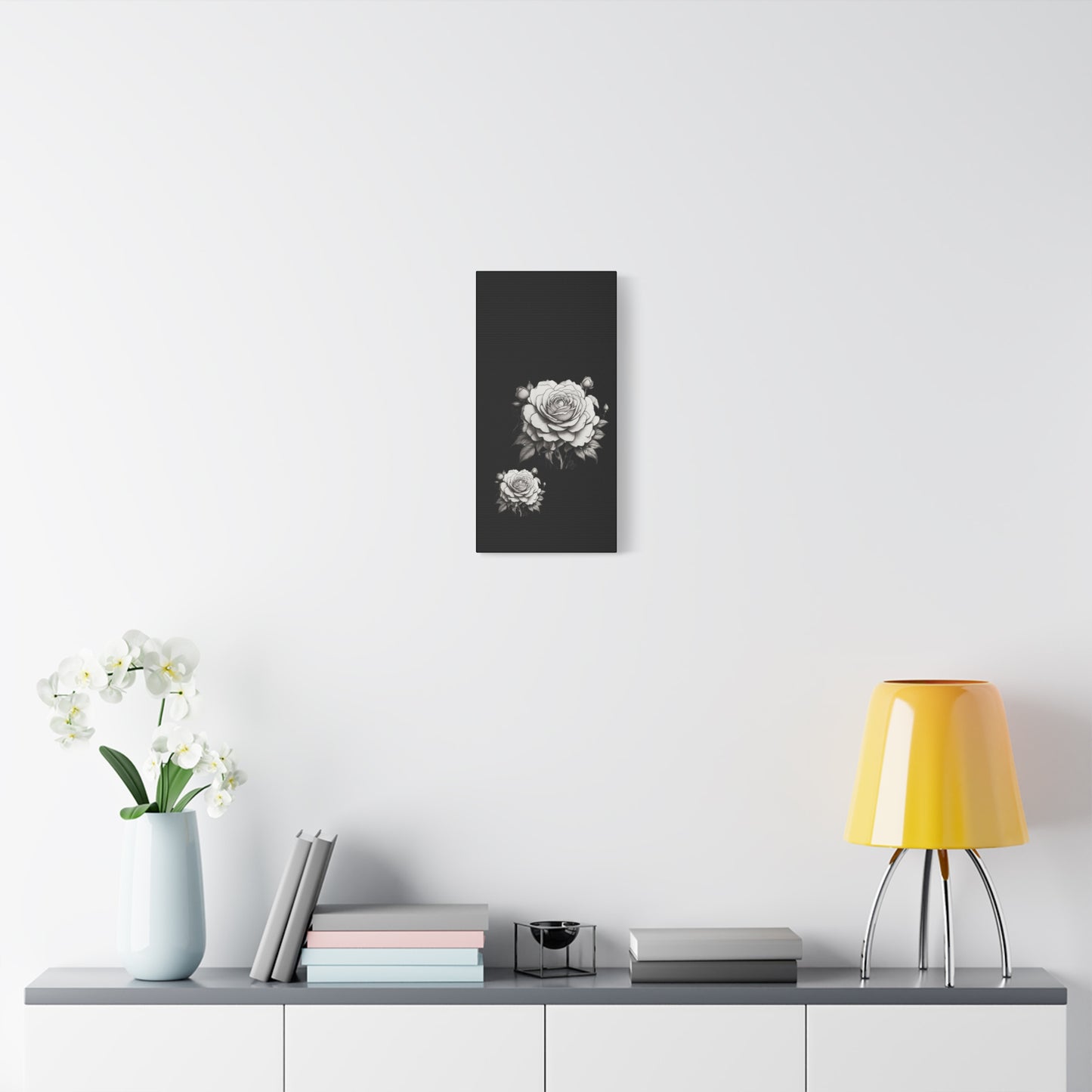 Monochrome Rose Canvas Print — Black & White Floral Wall Art
