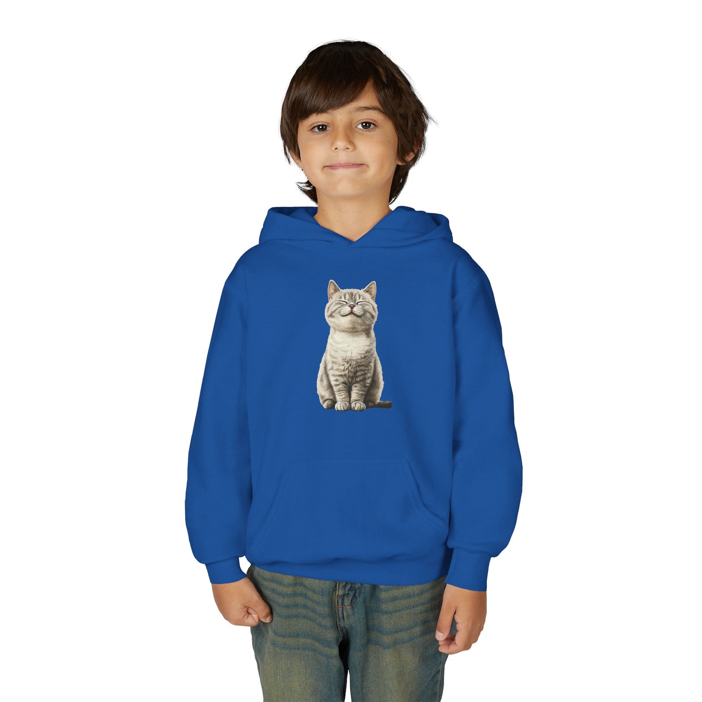 Kids Cat Hoodie – Cute Sitting Kitten Youth Hooded Sweatshirt