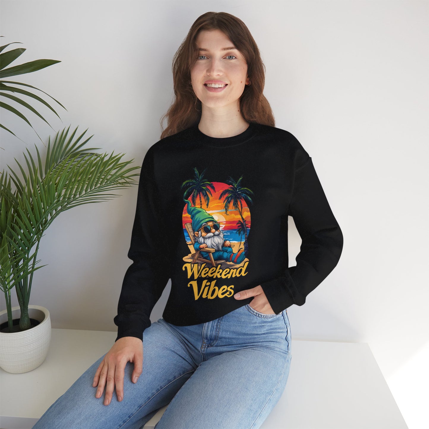 Crewneck — "Weekend Vibes" Tropical Gnome Sweatshirt
