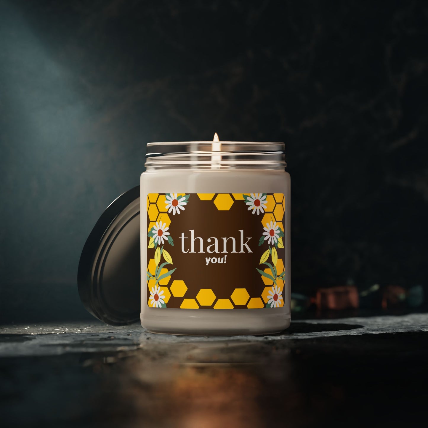 Thank You Soy Candle - 9oz Scented Jar (Daisy & Honeycomb)