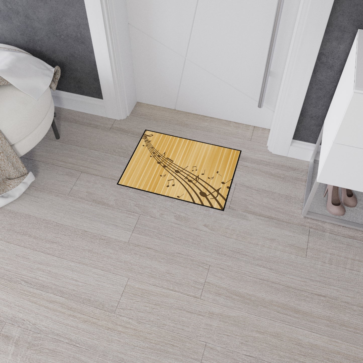 Music Notes Heavy-Duty Floor Mat — Non-Slip Musical Entry/Studio Rug