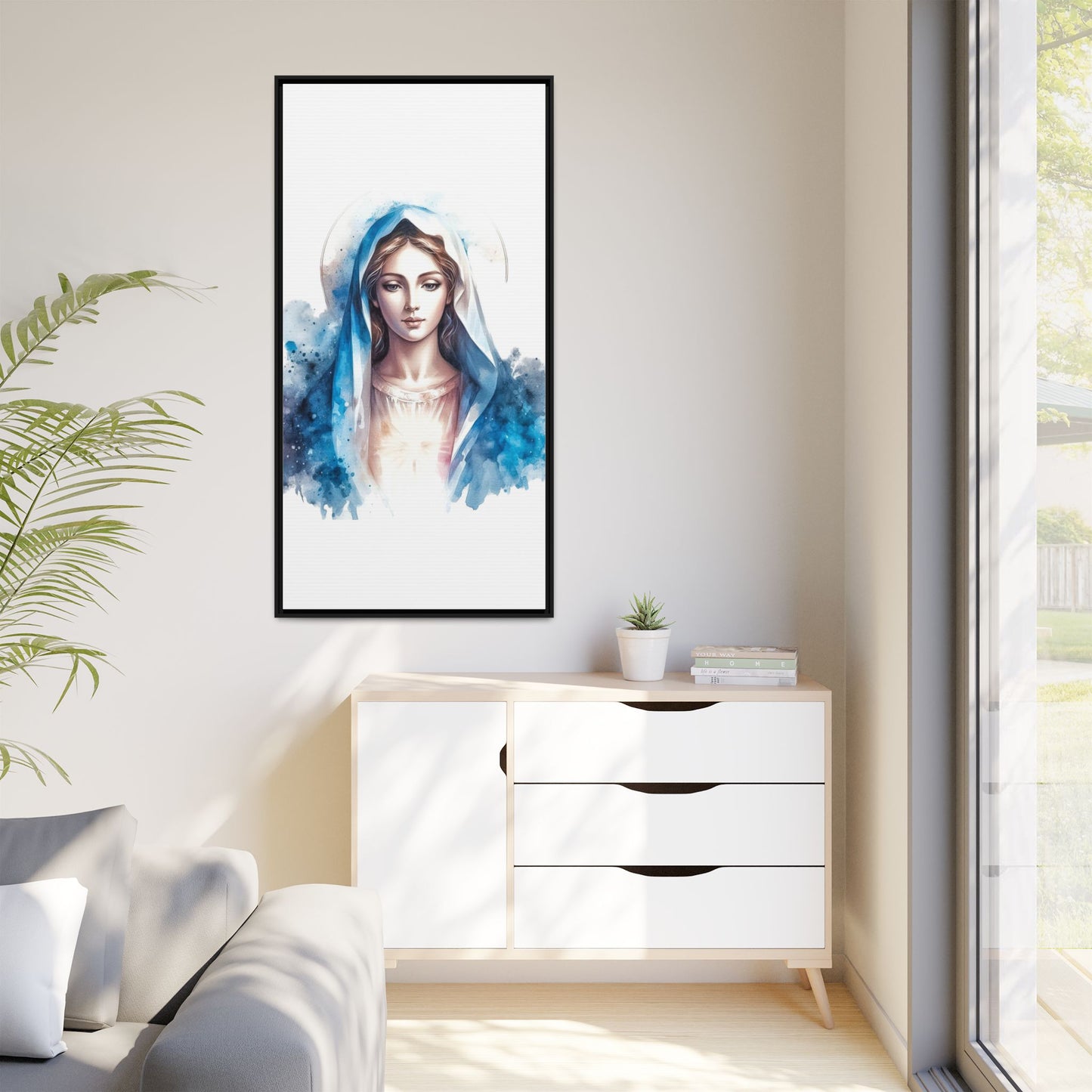 Framed Canvas Art Print, Spiritual Decor, Religious Artwork, Wall Decor, Gift for Faith, Elegant Home Decoration
