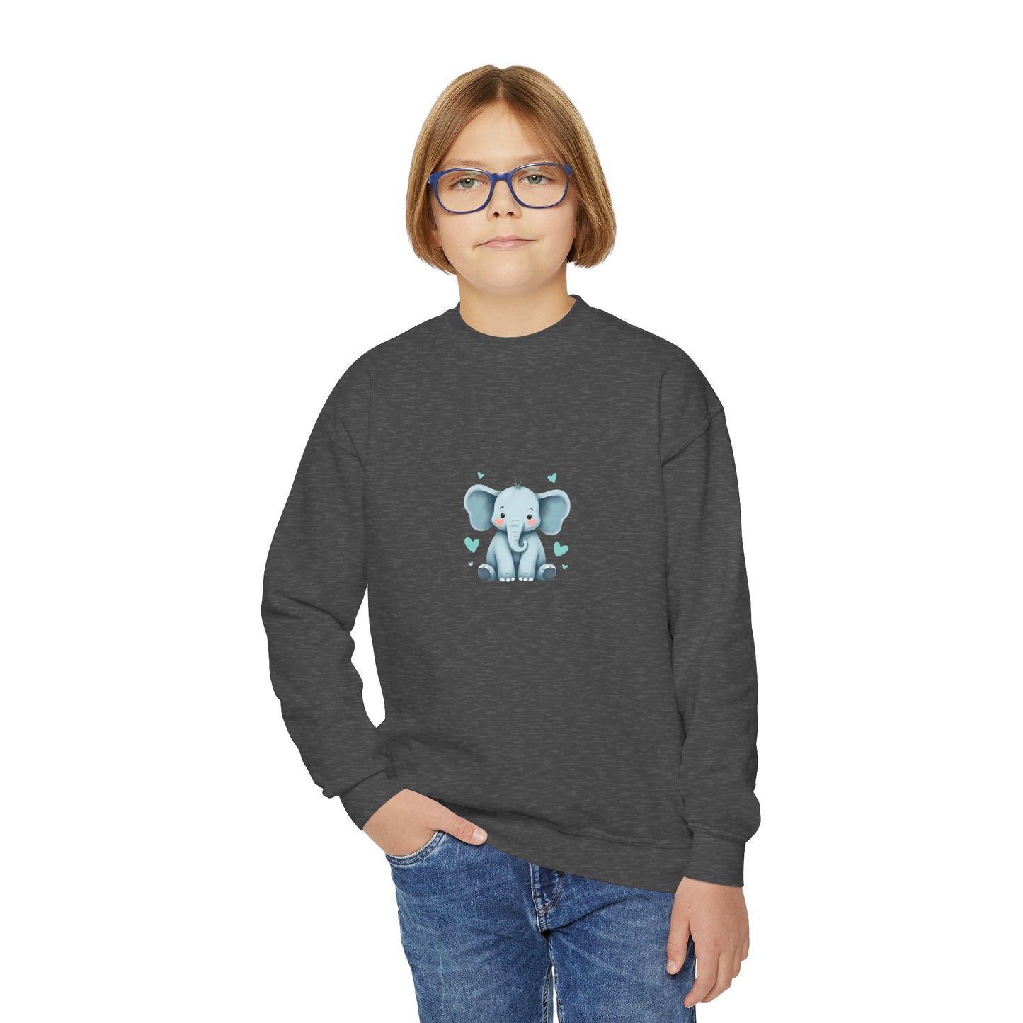 Adorable Elephant Youth Crewneck Sweatshirt