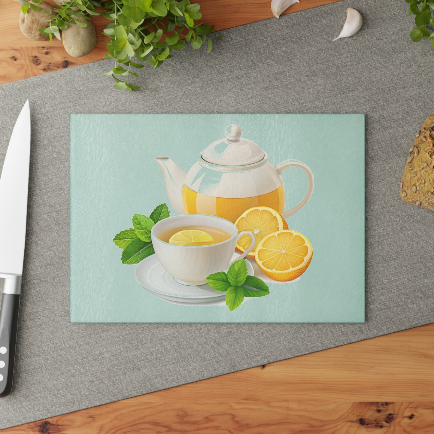 Bright Citrus Glass Cutting Board - Kitchen Decor, Hostess Gift, Home Chef Essential, Tea Lover Accessory, Gift for Mom