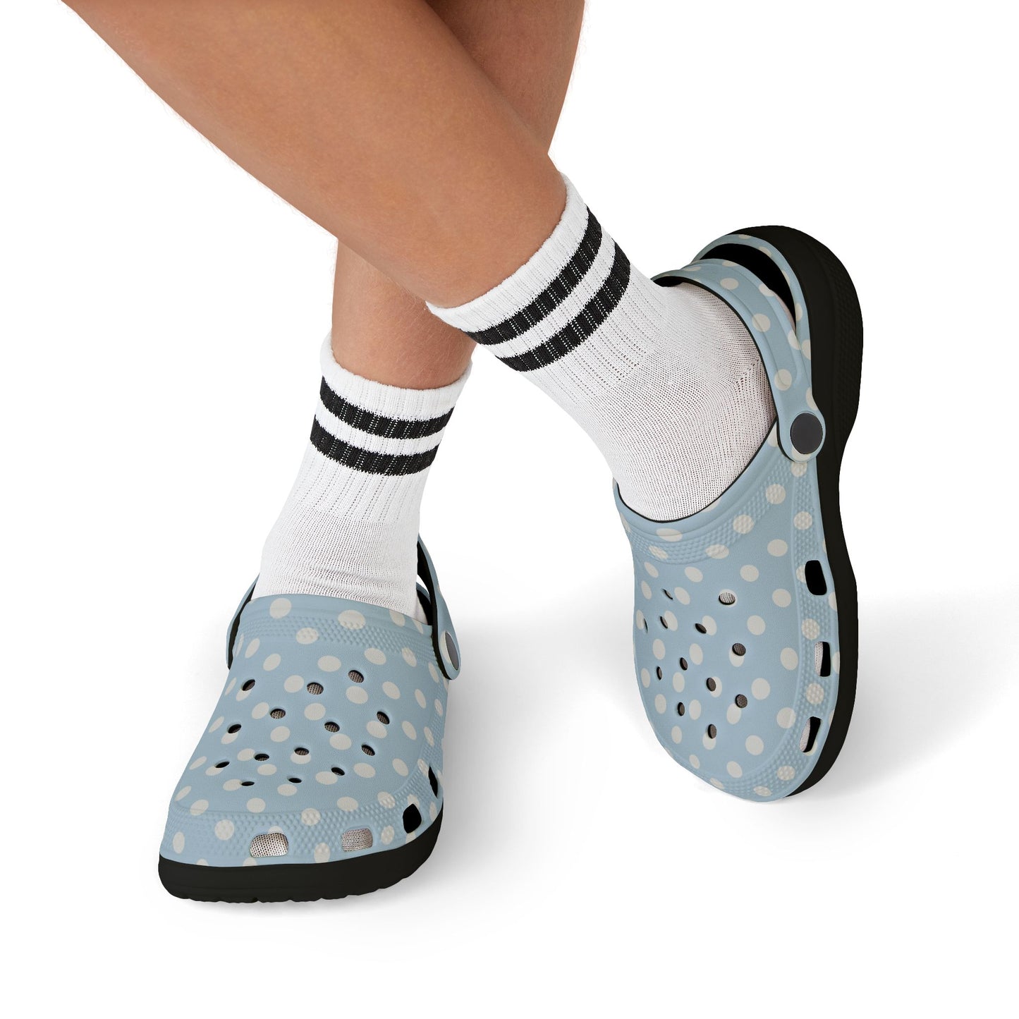 বাচ্চাদের পোলকা ডট ইভা ফোম ক্লগস — হালকা নীল স্লিপ-অন ক্যাজুয়াল জুতো