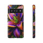 Floral Neon Tough Phone Case — Vivid Purple & Orange Lily Protective Cover
